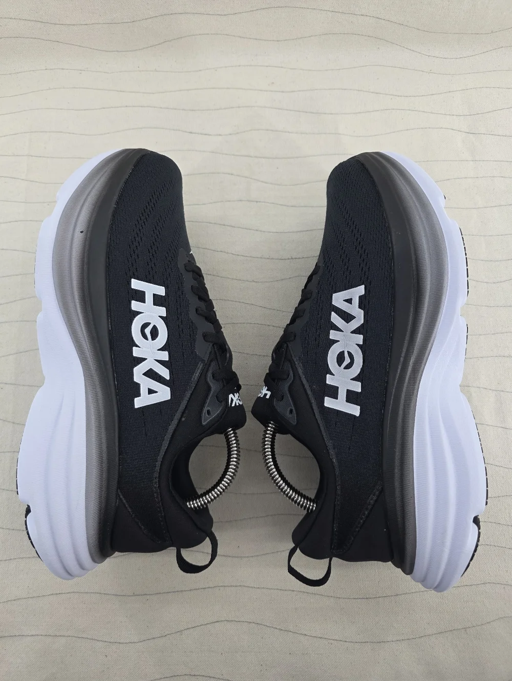 Hoka Womens Bondi 8 Black White Running Sneakers Shoes 1127954 Size 8D NEW - Picture 8 of 11